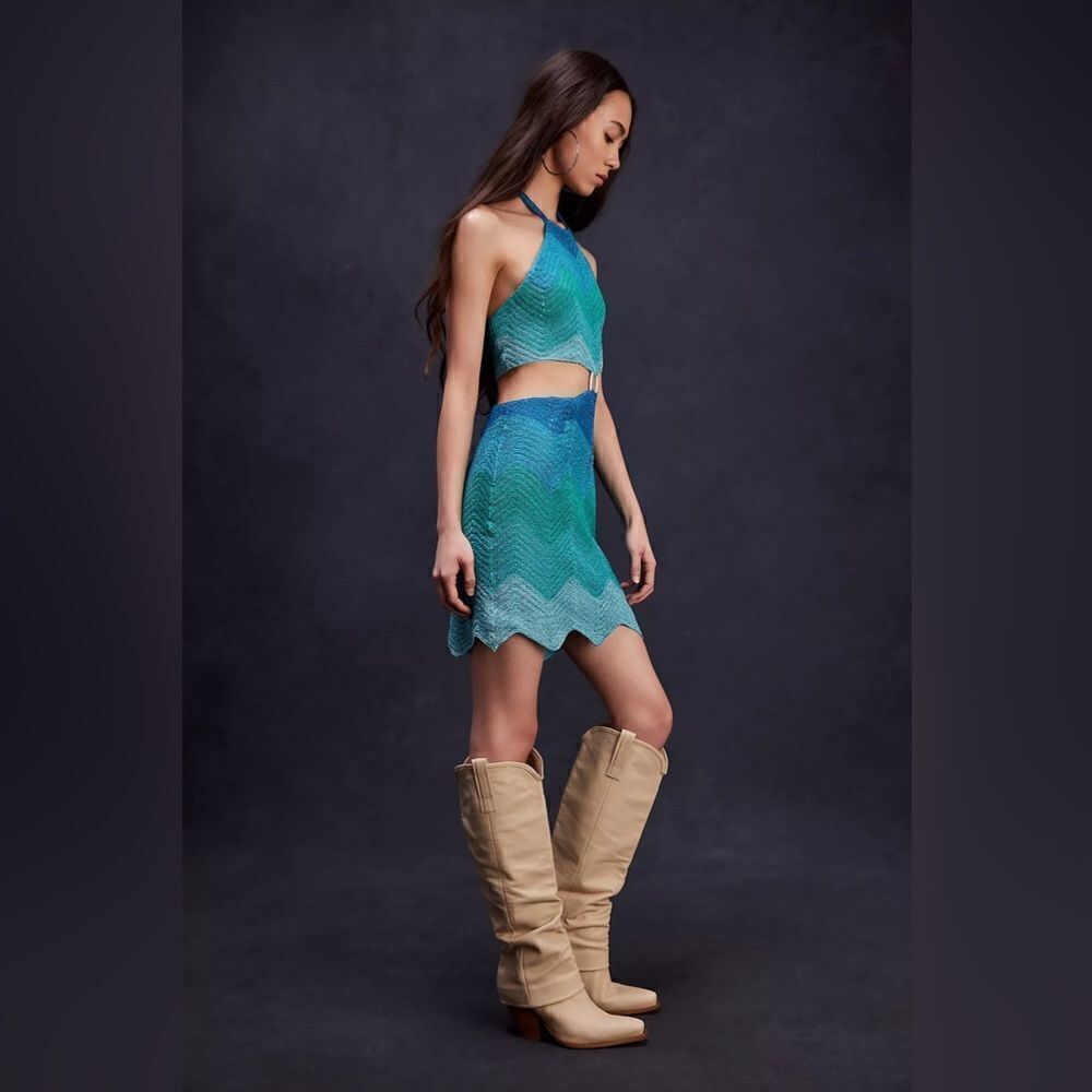 Free People x Lisa Marie Soul Chaser Dress in Ombre Blue / Size M - Picture 4 of 12